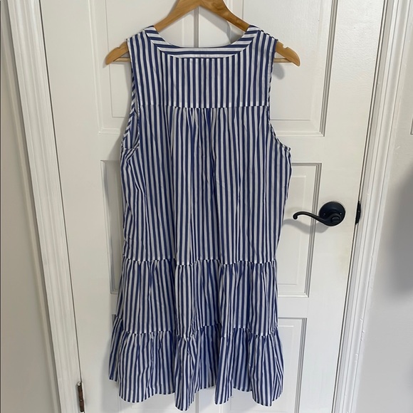 Pomander Place Kenzo Blue and White Striped Poplin Dress Size XL - Picture 11 of 12